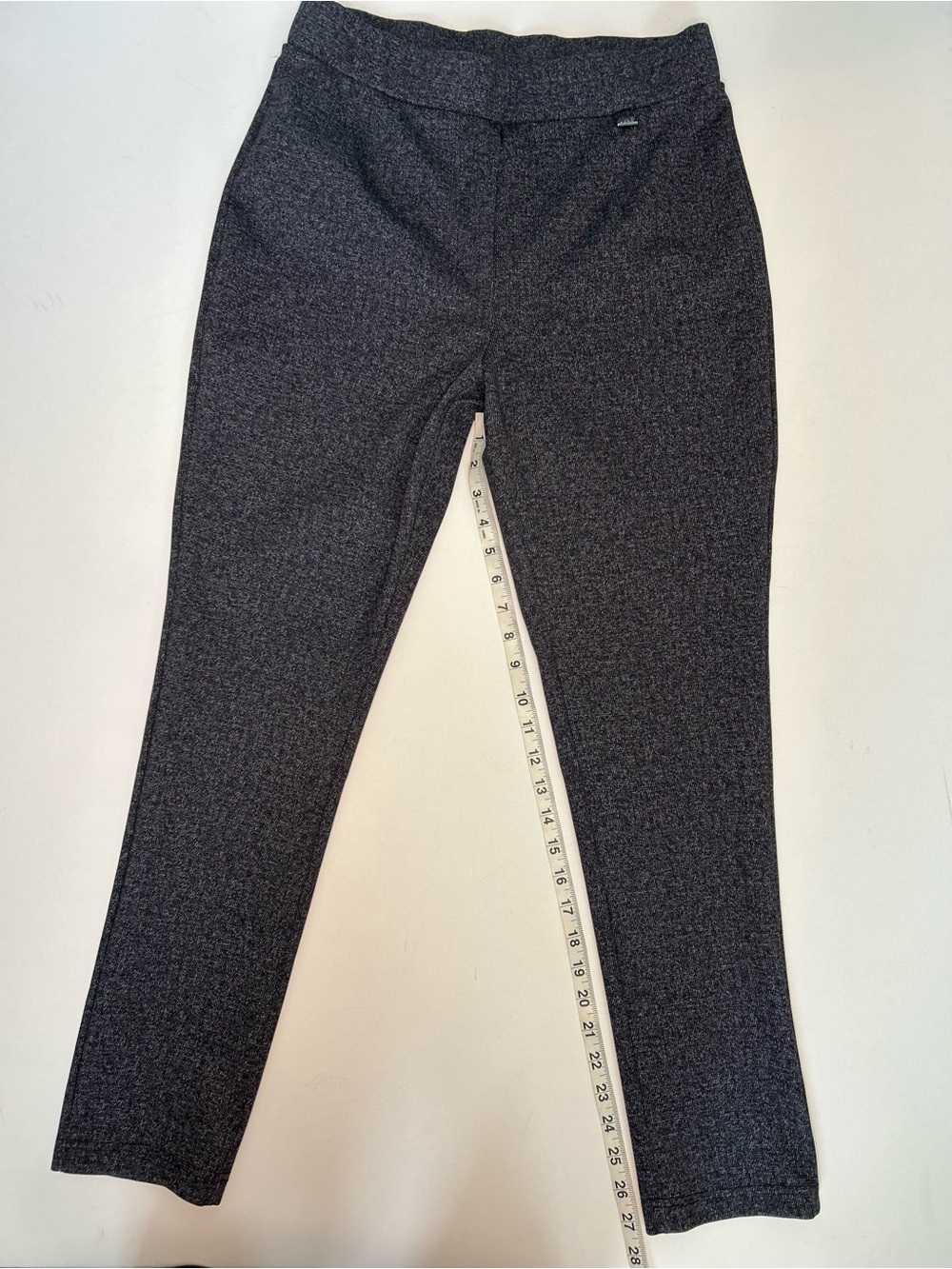 DKNY Womens Herringbone Leggings Charcoal Gray Black Trouser Pants Size Medium - Picture 3 of 8
